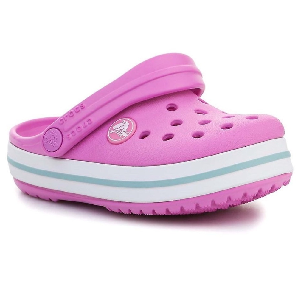 Croc's Kid's Crocband Sporty Clog with Heel Strap Pink & Blue Girls J3
